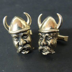 Vintage Swank Vikings Cufflinks Helmets 3D